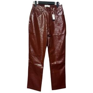 NWT - Abercrombie and Fitch 90's Straight Ultra High Rise Vegan Leather Pants